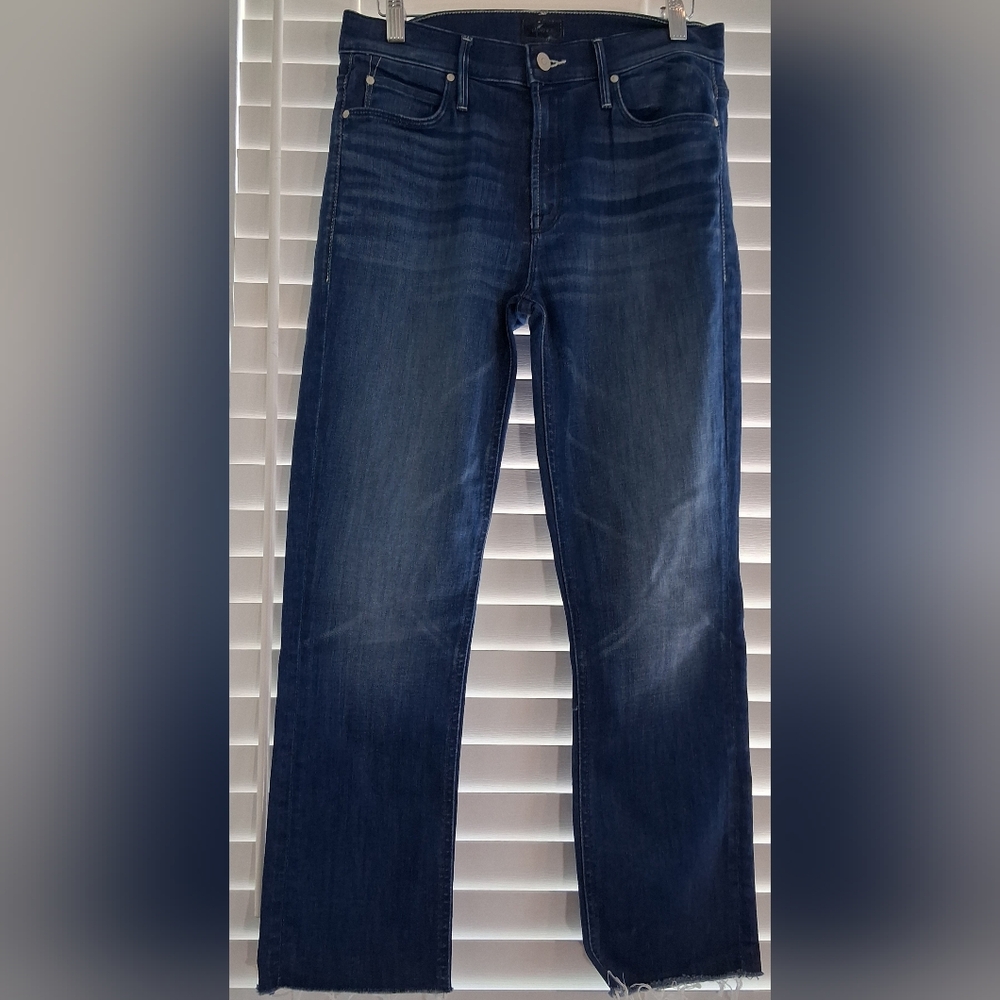 Mother The Mid Rise Dazzler Crop Fray Jeans Sz 28 Excellent Pre-Owned - Picture 2 of 11